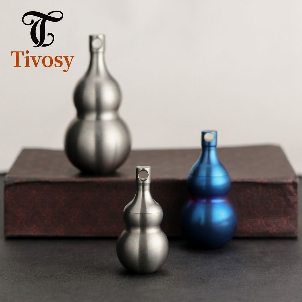 Pill Fob Capsule - Tivosy Pure Titanium Lucky Gourd Pillenhouder