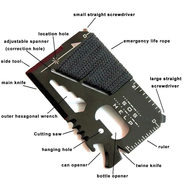 Multitool Credit Card - EDC Creditcard Multifunctioneel zakjachtmes Buitensporten Kamperen