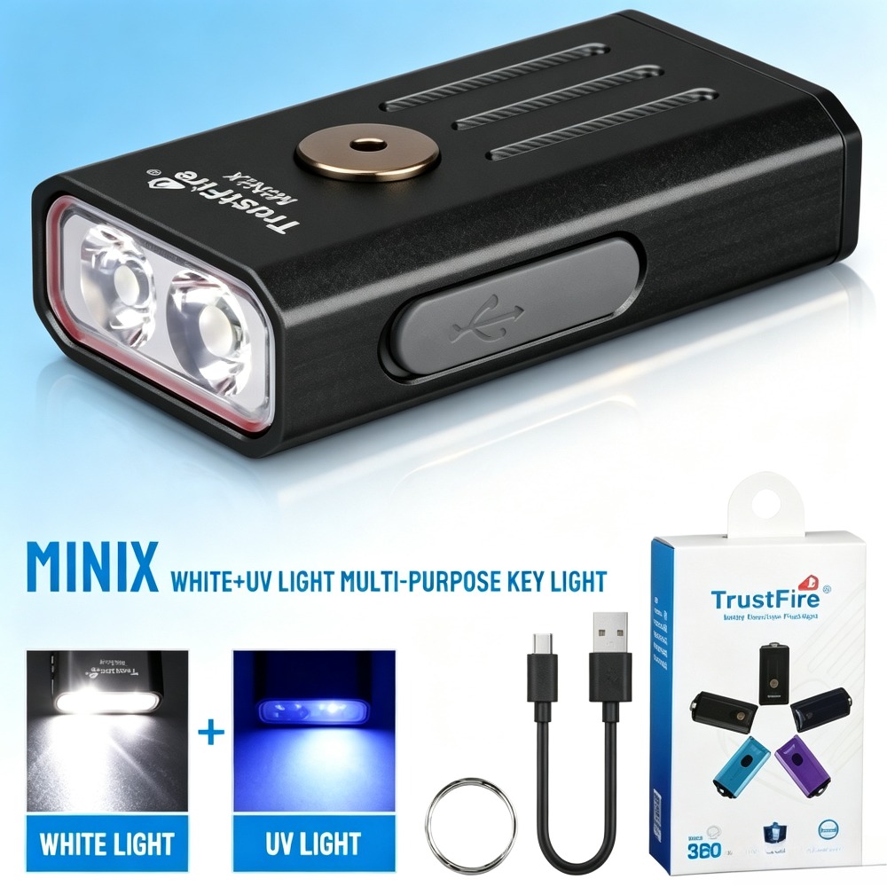 Edc Carry Flashlight - Mini EDC sleutelhangerzaklamp 320LM 365nm UV