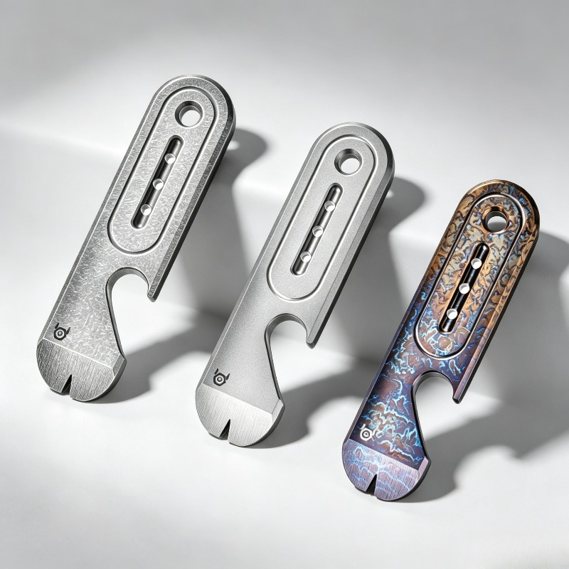 Titanium Pry Bar - Titaniumlegering Zakspatel Multifunctionele EDC Sleutelhanger Hanger