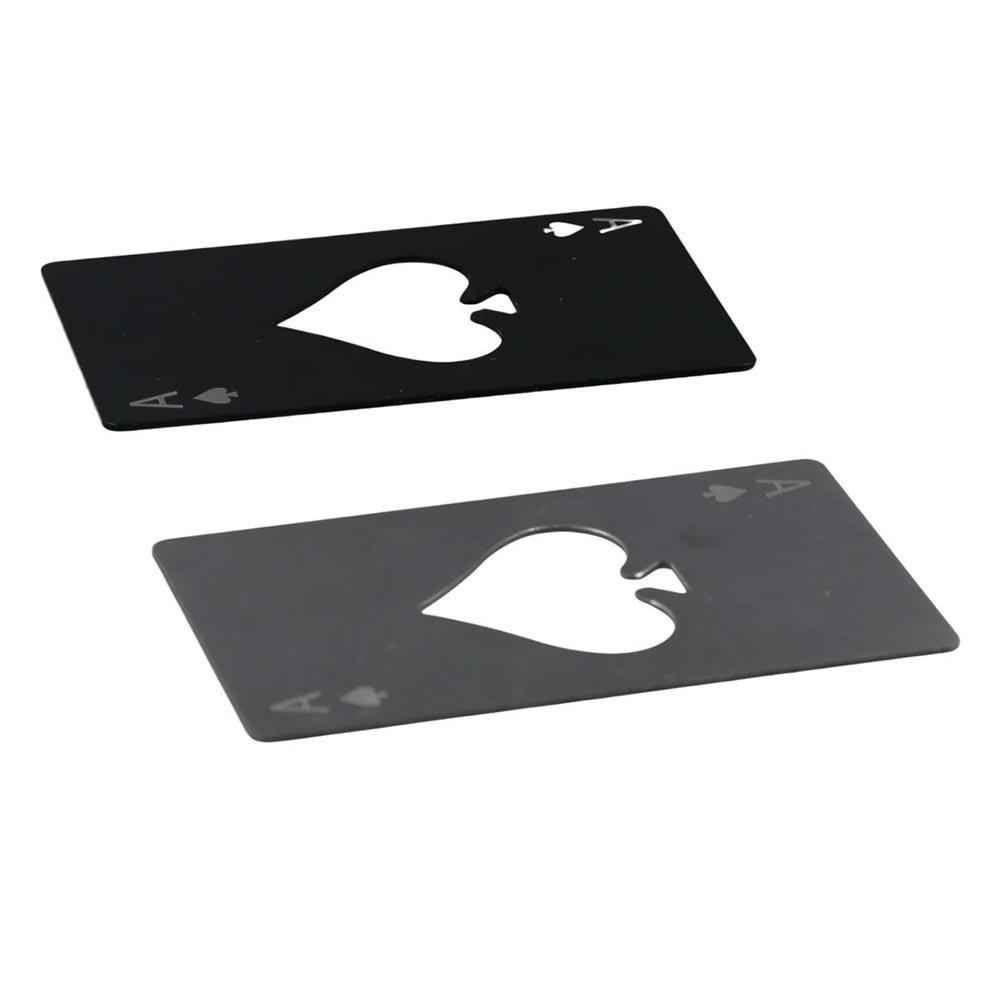 Multitool Credit Card - Roestvrijstalen flesopener zilver/zwart, spadevormig, metalen wijnopener,