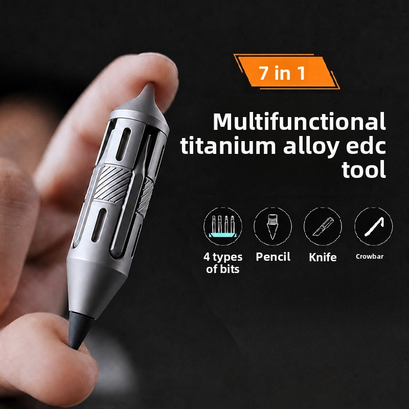 Titanium Pry Bar - 7-in-1 Titanium EDC Multitool Pen Schroevendraaier